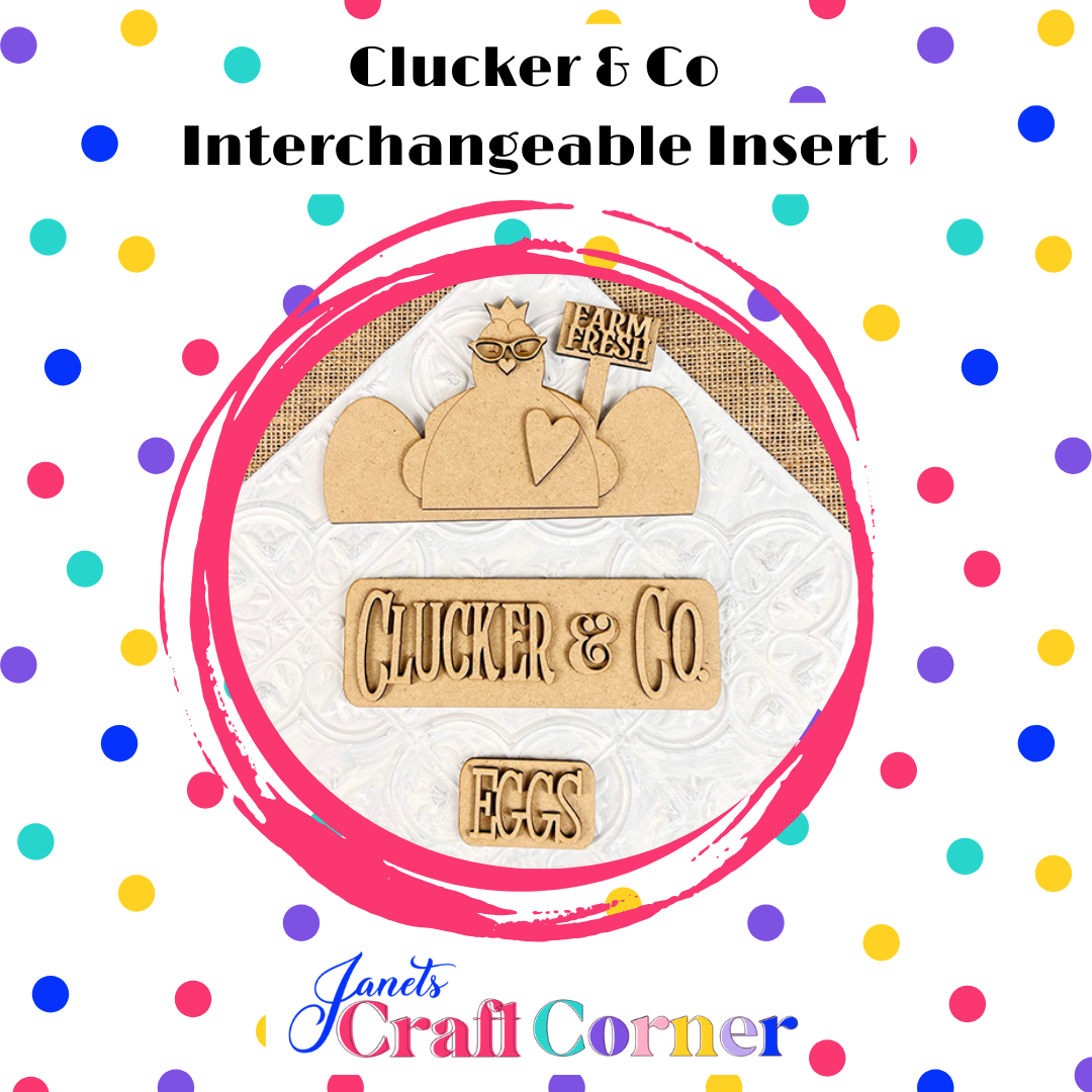 Clucker & Co. Interchangeable Insert - DIY home decor craft kit - 1 set of 3 pieces