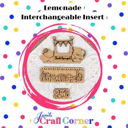 Lemonade Interchangeable Insert - DIY seasonal home decor craft kit - 1 set of 3 pieces