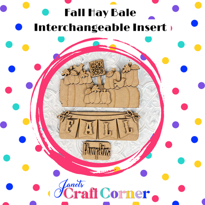 Fall Hay Bale Interchangeable Insert - DIY seasonal home decor craft kit - 1 set of 3 pieces