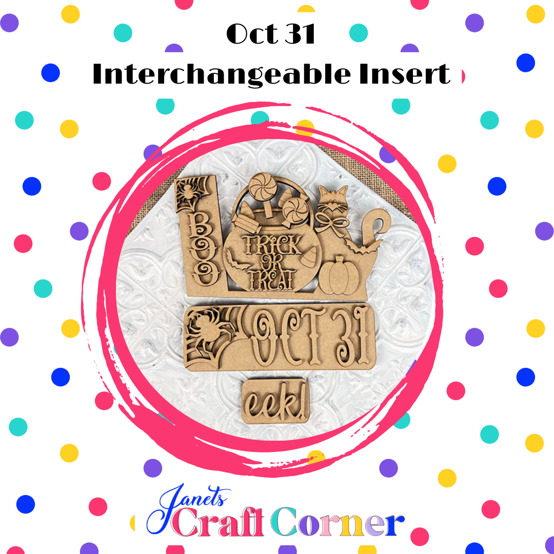 Oct 31 Interchangeable Insert - DIY seasonal home decor craft kit - 1 set of 3 pieces