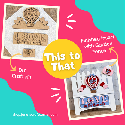 Love is in the Air Interchangeable Insert - DIY seasonal home decor craft kit - 1 set of 3 pieces