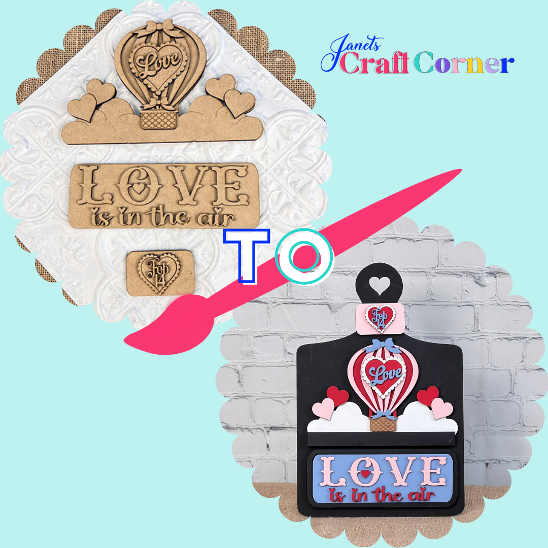 Love is in the Air Interchangeable Insert - DIY seasonal home decor craft kit - 1 set of 3 pieces