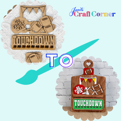 Football Interchangeable Insert - DIY seasonal home decor craft kit - 1 set of 3 pieces