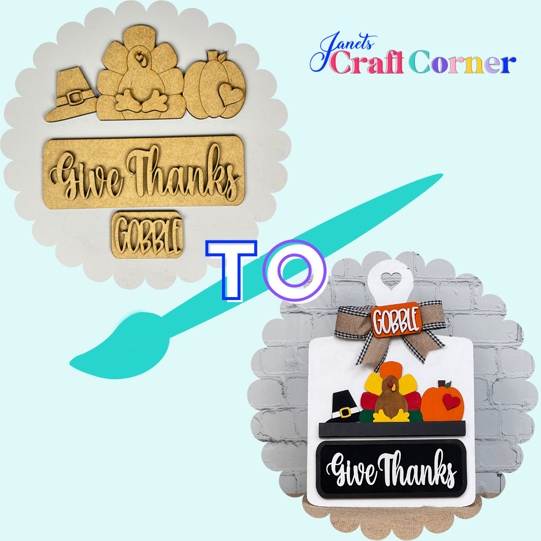 Give Thanks Interchangeable Insert - DIY seasonal home decor craft kit - 1 set of 3 pieces