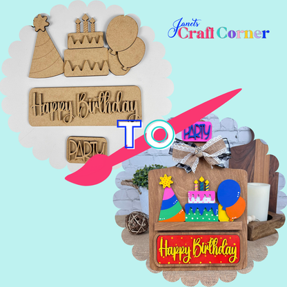 Birthday Interchangeable Insert - DIY home decor craft kit - 1 set of 3 pieces