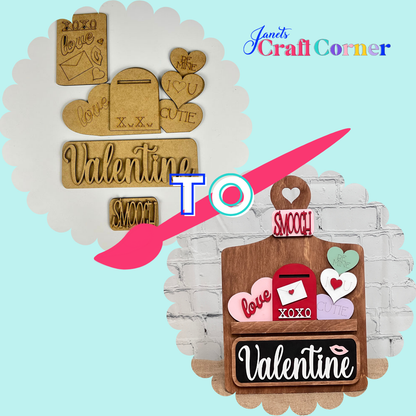 Valentine Mailbox Interchangeable Insert - DIY seasonal home decor craft kit - 1 set of 3 pieces