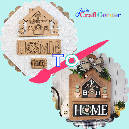 Welcome Home Interchangeable Insert - DIY home decor craft kit - 1 set of 3 pieces