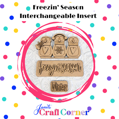 Freezin' Season Interchangeable Insert - DIY seasonal home decor craft kit - 1 set of 3 pieces