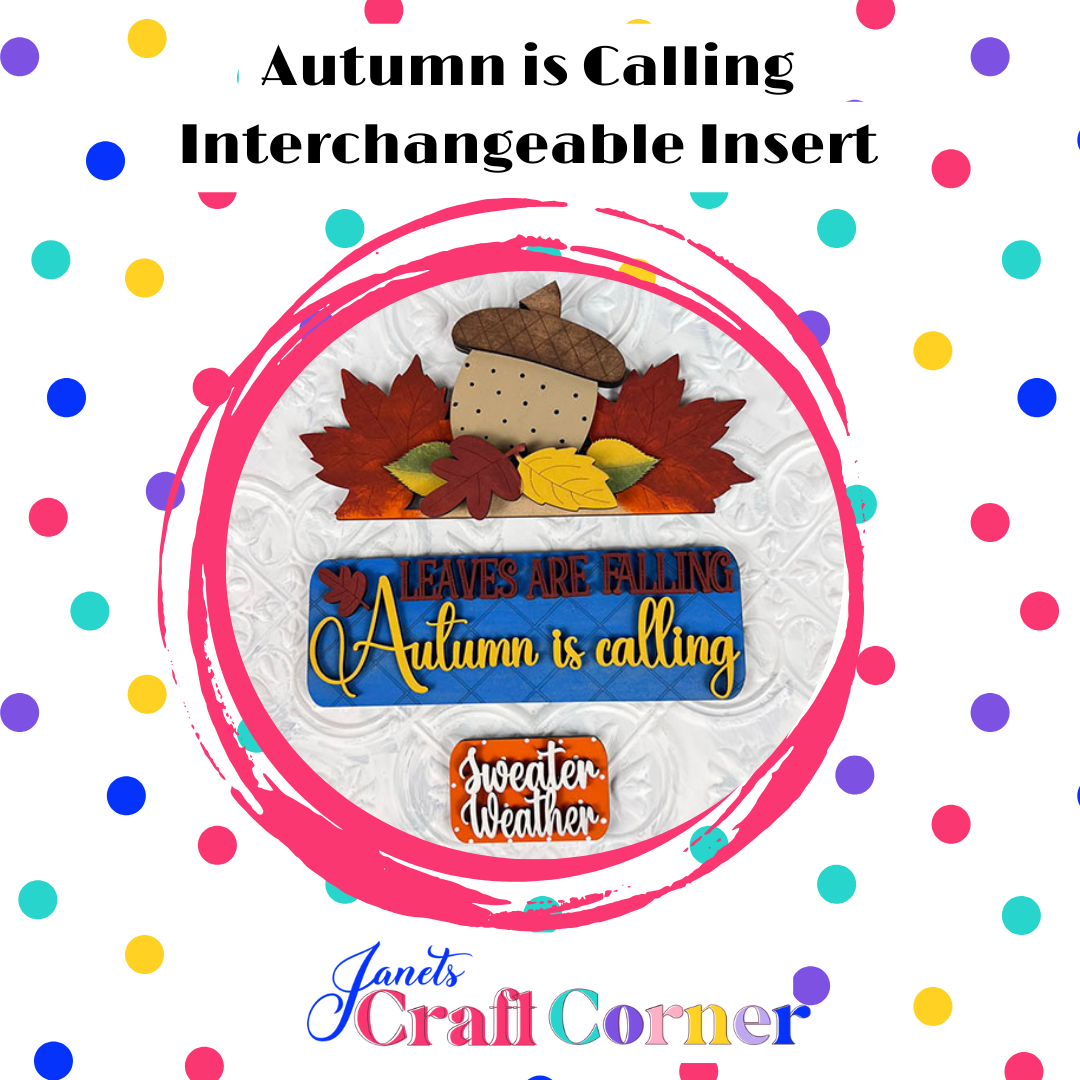 Autumn Is Calling Interchangeable Insert - DIY seasonal home decor craft kit - 1 set of 3 pieces