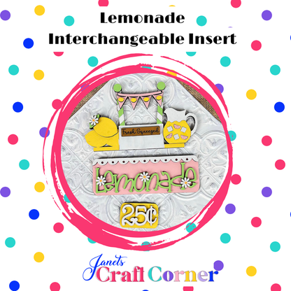 Lemonade Interchangeable Insert - DIY seasonal home decor craft kit - 1 set of 3 pieces