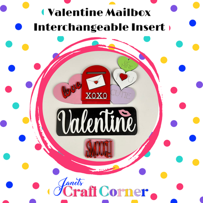 Valentine Mailbox Interchangeable Insert - DIY seasonal home decor craft kit - 1 set of 3 pieces