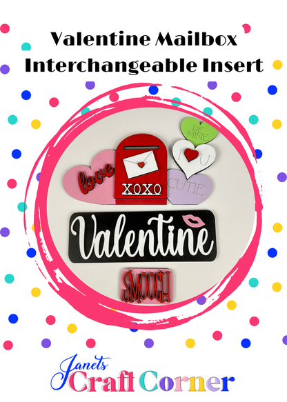 Valentine Mailbox Interchangeable Insert - DIY seasonal home decor craft kit - 1 set of 3 pieces