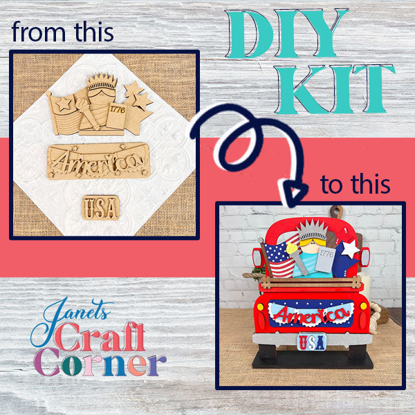 America Interchangeable Insert - DIY seasonal home decor craft kit - 1 set of 3 pieces