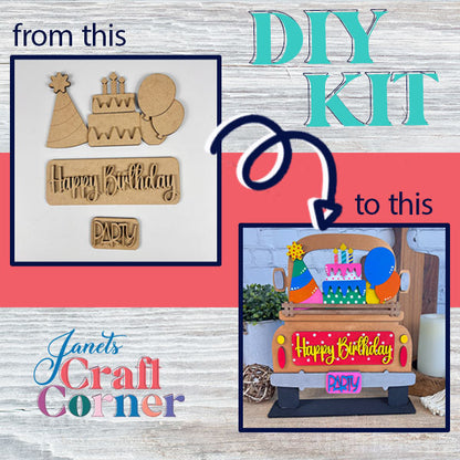 Birthday Interchangeable Insert - DIY home decor craft kit - 1 set of 3 pieces