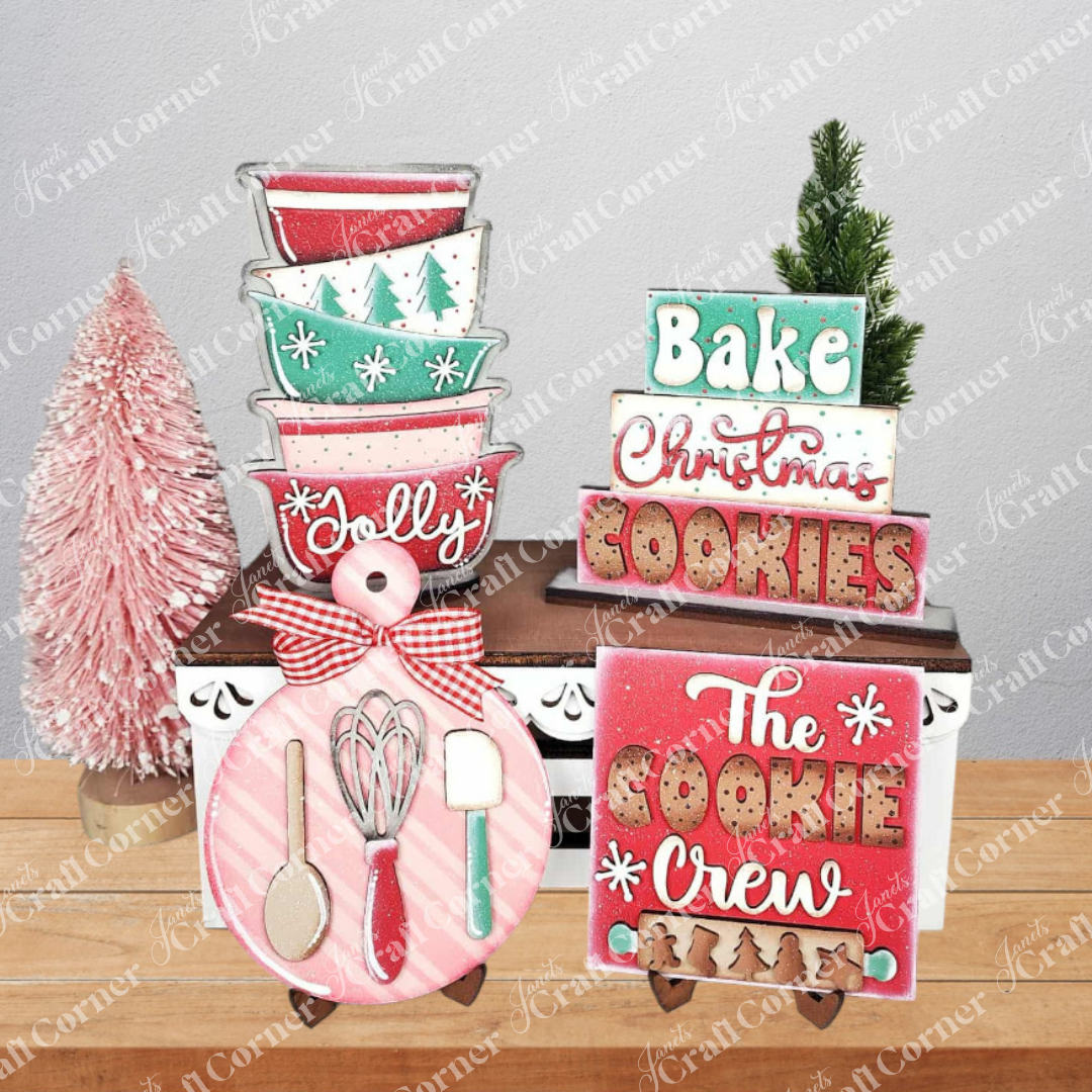 Christmas Baking Mini Shelf Sitters - DIY seasonal home decor craft kit - Set of 1