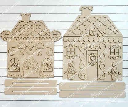 Gingerbread Houses Shelf Sitters (set of 2) DIY craft kit by Janet's Craft Corner