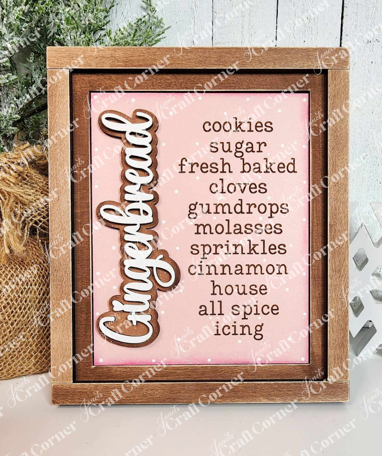 Gingerbread Words Interchangeable Sign and Farmhouse Frame painted sample by Janet's Craft Corner