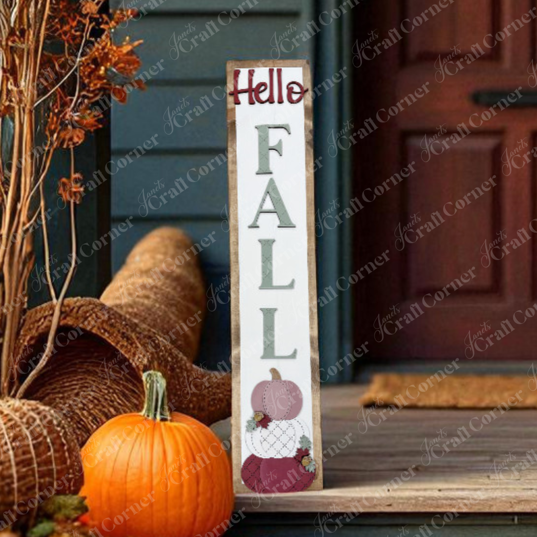 Hello Fall Porch Leaner - DIY seasonal home decor craft kit - set of 1