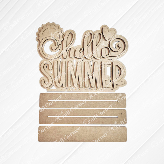 Hello Summer Word Art Shelf Sitter - Summer DIY Craft Kit - 7.3" x 9.75"