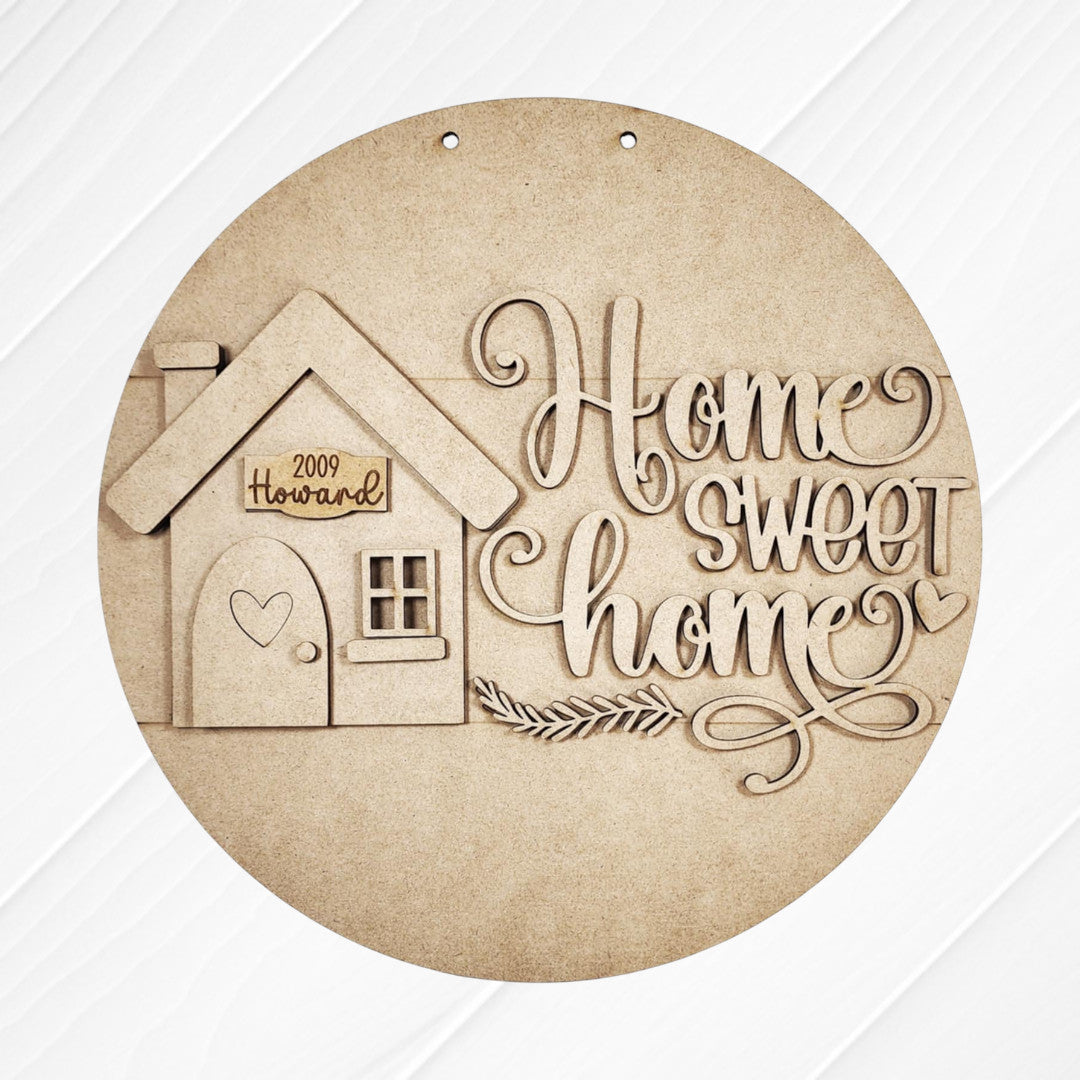 Home Sweet Home Round Door Hanger - DIY home decor craft kit - Set of 1