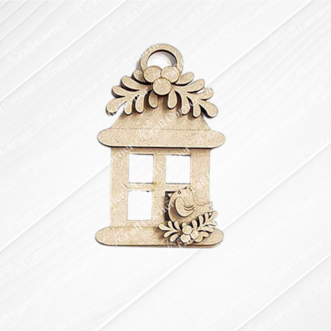 Add Farmhouse Christmas style to your décor with Janet's Craft Corner Country Christmas Ornaments—DIY holiday craft kits (set of 6) featuring charming wooden windows, leaves, and a bird on a branch.