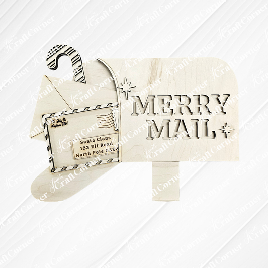 Merry Mail Shelf Sitter - DIY seasonal home decor craft kit - set of 1