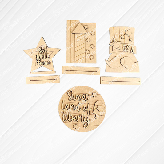 Patriotic Mini Shelf Sitters - DIY seasonal home decor craft kits - Choice of 3