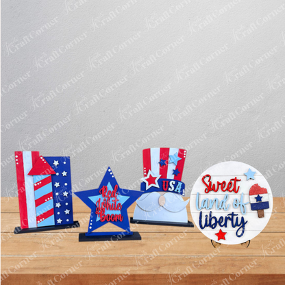 Patriotic Mini Shelf Sitters - DIY seasonal home decor craft kits - Choice of 3