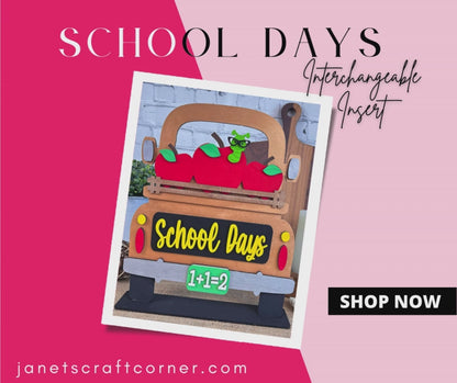 School Days Interchangeable Insert - DIY seasonal home decor craft kit - 1 set of 3 pieces