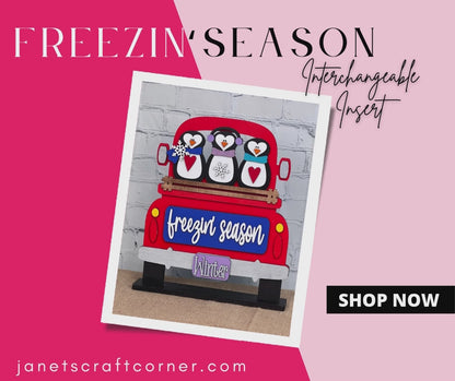 Freezin' Season Interchangeable Insert - DIY seasonal home decor craft kit - 1 set of 3 pieces