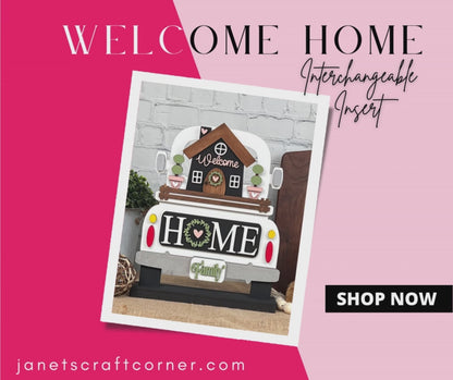 Welcome Home Interchangeable Insert - DIY home decor craft kit - 1 set of 3 pieces