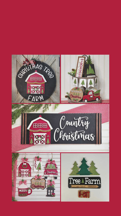 Christmas Tree Farm Door Hanger - DIY seasonal home decor craft kit - Set of 1