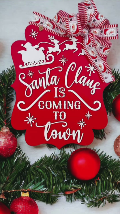 Santa Claus is Coming to Town Wall Hanger - DIY seasonal home decor craft kit - Set of 1