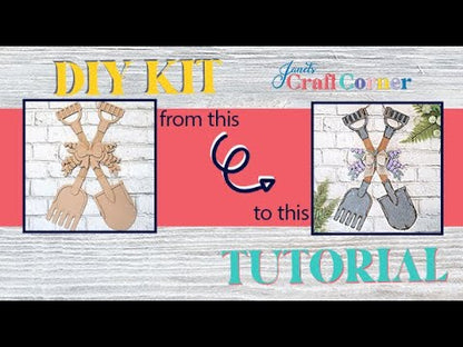 Shovel and Rake Door Hanger - Spring Garden DIY Craft Kit - 19" x 13"