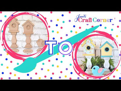 Spindle Birdhouses Shelf Sitters - Spring DIY Craft Kit - Set of 3 - 12" & 11"