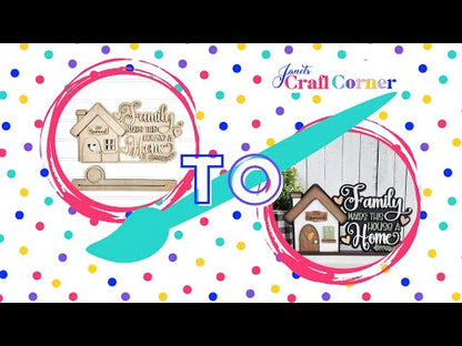 Family Home Word Art Votive Holder Shelf Sitter - DIY home decor craft kit - Set of 1