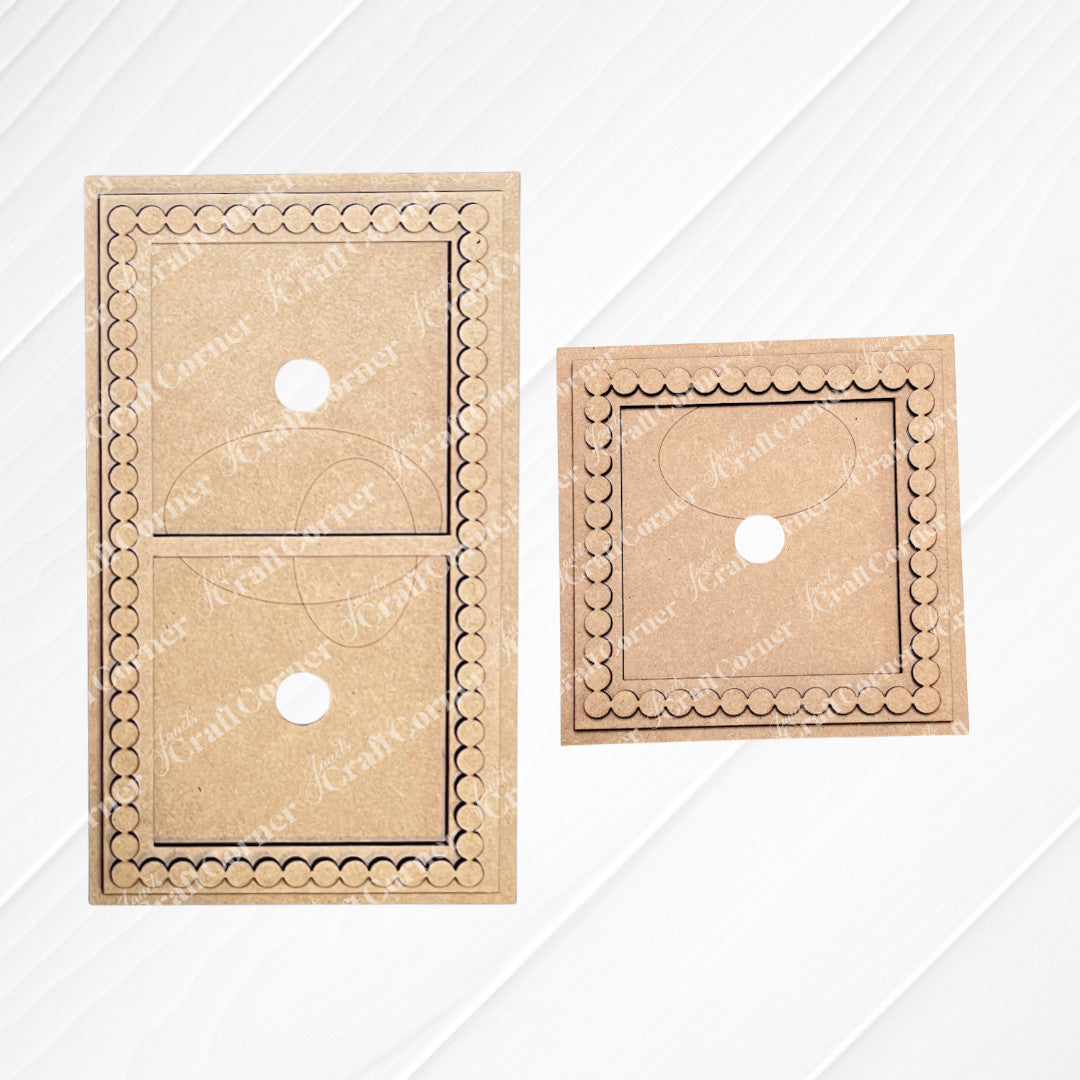 Janet's Craft Corner Bead Trim Swappable Squares Frame—Small (1 or 2 window) rests on a white textured surface; ideal for interchangeable display or as a DIY seasonal home decor craft kit (set of 1).