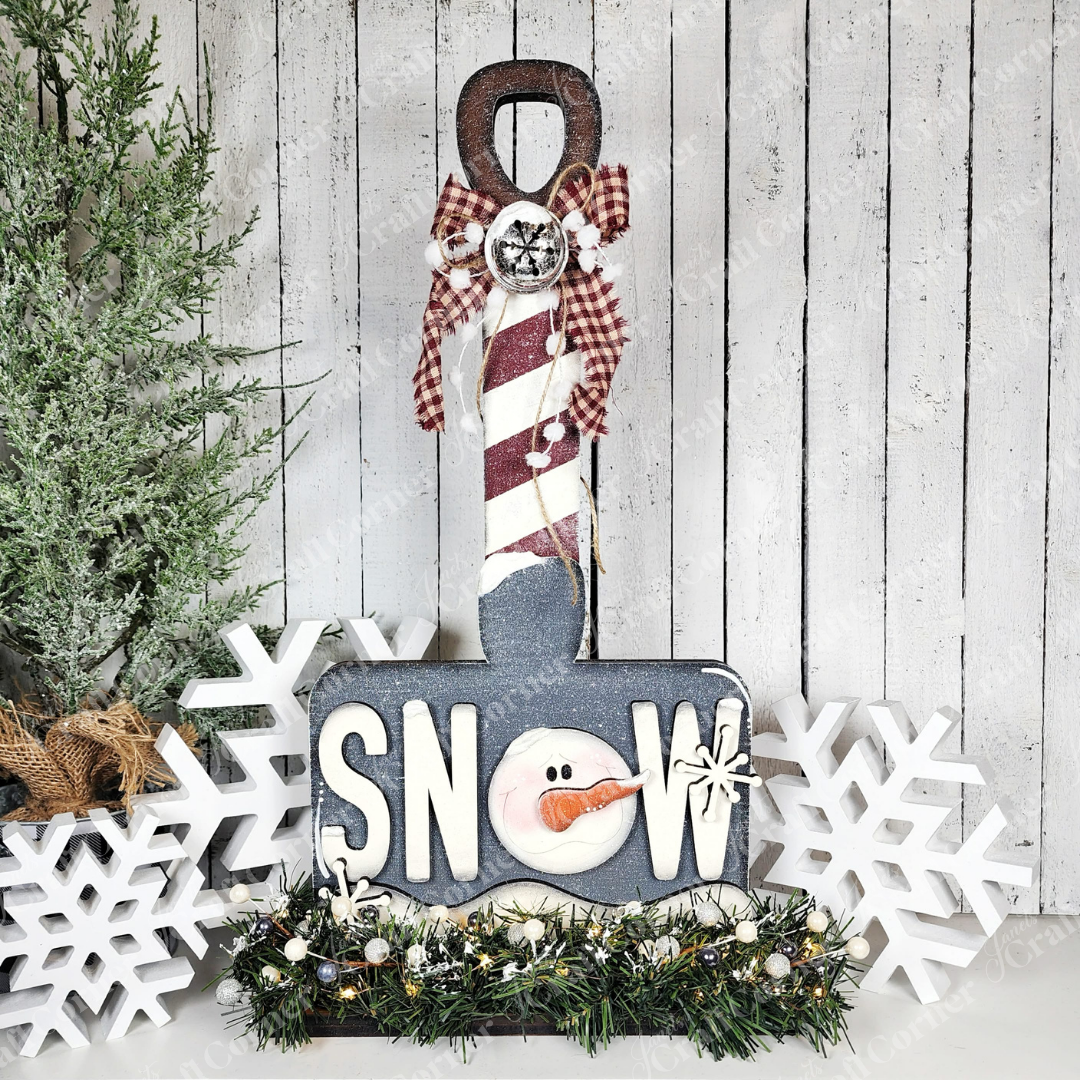 Winter Snow Shovel Shelf Sitter - DIY seasonal home decor craft kit - set of 1