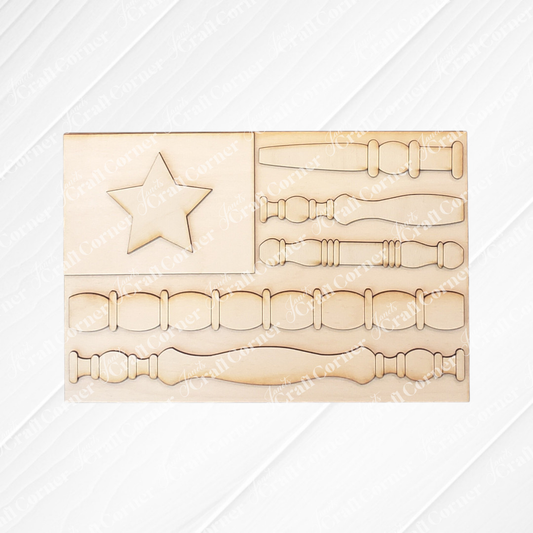 Spindle Flag Shelf Leaner - DIY seasonal home decor craft kit - set of 1