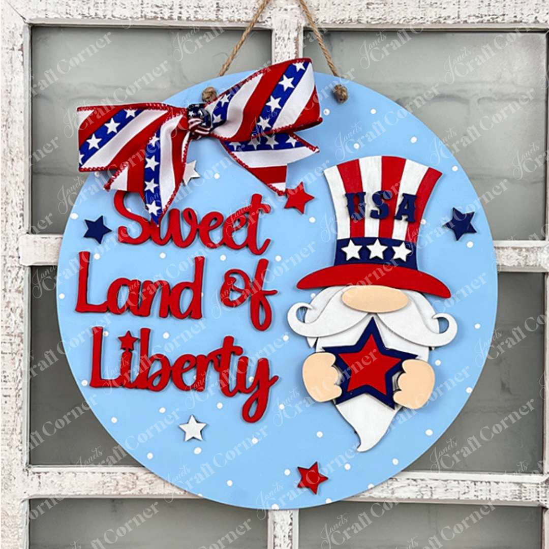 Sweet Land of Liberty Door Hanger - DIY seasonal home decor craft kit - Set of 1
