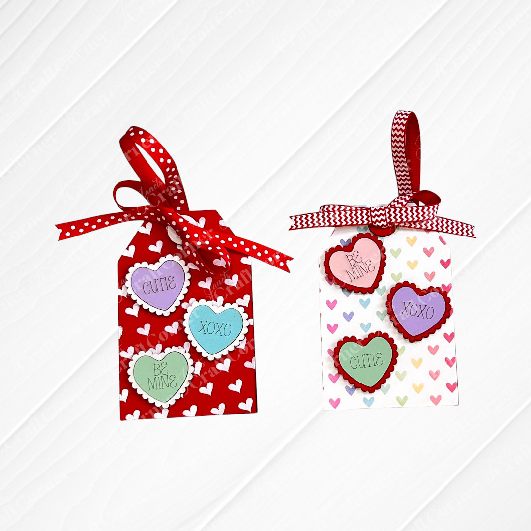 Valentine Gift Card Tags- DIY seasonal home decor craft kit - Set of 2