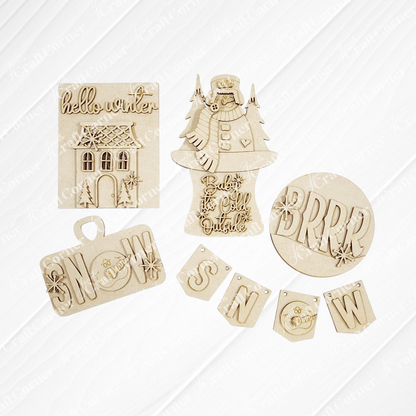 Winter Snowman Decor Set - DIY seasonal home decor craft kit - Choice of 5