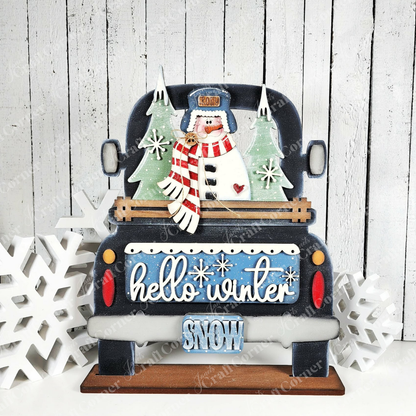 Hello Winter Snowman Interchangeable Insert - DIY seasonal home decor craft kit - 1 set of 3 pieces